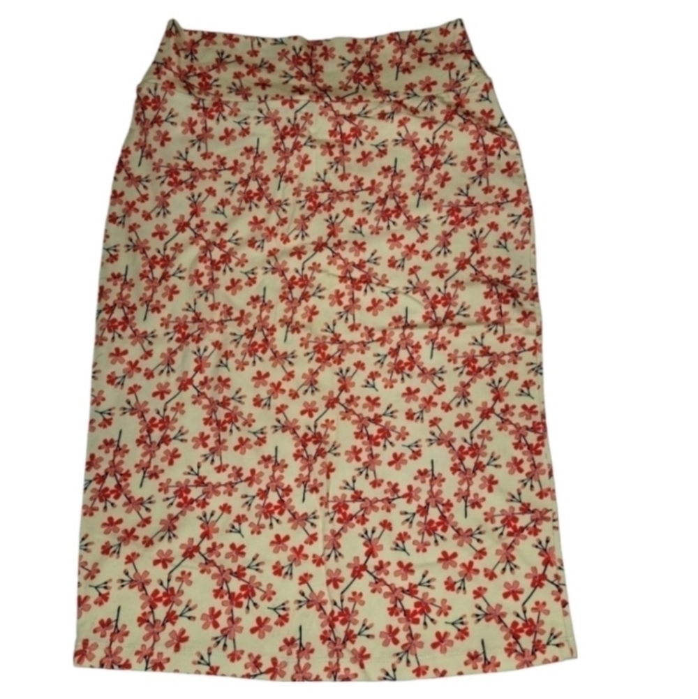 Downeast 3rd St Skirt Jersey Bold Bright Stretch Small Fitted Poppy Floral